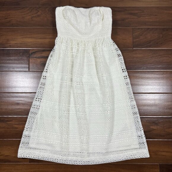 J. Crew Dresses & Skirts - J Crew Women's Size 00 Off White Lace Crochet Stanbury‎ Strapless Dress H7369